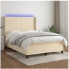 Image de Boxspring met matras en LED stof cràmekleurig 140x190 cm3138394