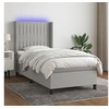 Image de Boxspring met matras en LED stof lichtgrijs 90x190 cm3138437