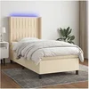 Image de Boxspring met matras en LED stof cràmekleurig 90x190 cm3138442