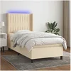 Image de Boxspring met matras en LED stof cràmekleurig 80x200 cm3138450