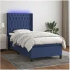 Image de Boxspring met matras en LED stof blauw 80x200 cm3138515
