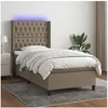 Image de Boxspring met matras en LED stof taupe 80x200 cm3138529
