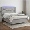 Image de Boxspring met matras en LED stof lichtgrijs 140x190 cm3138549