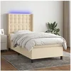 Image de Boxspring met matras en LED stof cràmekleurig 80x200 cm3138594