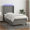 Image de Boxspring met matras en LED stof donkergrijs 90x190 cm3138598