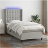 Image de Boxspring met matras en LED stof lichtgrijs 90x200 cm3138605