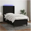 Image de Boxspring met matras en LED stof zwart 100x200 cm3138615