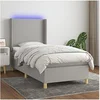 Image de Boxspring met matras en LED stof lichtgrijs 80x200 cm3138669