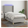 Image de Boxspring met matras en LED stof lichtgrijs 90x190 cm3138677