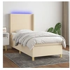 Image de Boxspring met matras en LED stof cràmekleurig 90x190 cm3138682