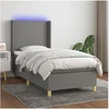 Image de Boxspring met matras en LED stof donkergrijs 90x200 cm3138686