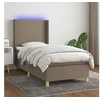 Image de Sommier à Lattes de Lit avec Matelas et LED, Lit Rembourré, Lit Simple, Lit Adulte de Chambre à Coucher Intérieur, Moderne, Taupe 90x200 cm Tissu
