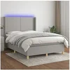 Image de Boxspring met matras en LED stof lichtgrijs 140x190 cm3138709