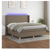Image de Sommier à Lattes de Lit avec Matelas et LED, Lit Rembourré, Lit Double, Lit Adulte de Chambre à Coucher Intérieur, Moderne, Taupe 180x200 cm Tissu