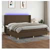 Image de Boxspring met matras en LED stof donkerbruin 200x200 cm3138744