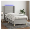 Image de Boxspring met matras en LED stof lichtgrijs 90x190 cm3138757