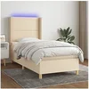 Image de Boxspring met matras en LED stof cràmekleurig 100x200 cm3138778