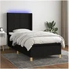 Image de Boxspring met matras en LED stof zwart 90x190 cm3138839