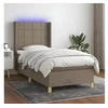 Image de Sommier tapissier avec matelas et LED Taupe 90x200 cm Tissu