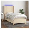Image de Boxspring met matras en LED stof cràmekleurig 80x200 cm3138850