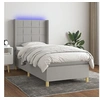 Image de Boxspring met matras en LED stof lichtgrijs 100x200 cm3138853