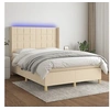 Image de Boxspring met matras en LED stof cràmekleurig 140x190 cm3138874