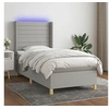 Image de Boxspring met matras en LED stof lichtgrijs 90x200 cm3138925