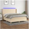 Image de Boxspring met matras en LED stof cràmekleurig 160x200 cm3138970