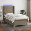 Image de Boxspring met matras en LED stof taupe 90x190 cm3139001