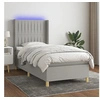 Image de Boxspring met matras en LED stof lichtgrijs 100x200 cm3139013