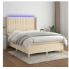 Image de Boxspring met matras en LED stof cràmekleurig 140x190 cm3139034