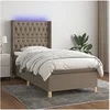 Image de Boxspring met matras en LED stof taupe 80x200 cm3139073
