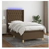 Image de Sommier à Lattes de Lit avec Matelas et LED, Lit Rembourré, Lit Simple, Lit Adulte de Chambre à Coucher Intérieur, Moderne, Marron Foncé 90x190cm