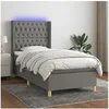 Image de Boxspring met matras en LED stof donkergrijs 90x200 cm3139086