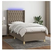 Image de Boxspring met matras en LED stof taupe 100x200 cm3139097