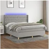 Image de Boxspring met matras en LED stof lichtgrijs 160x200 cm3139125