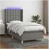 Image de Boxspring met matras en LED stof donkergrijs 90x190 cm3139158
