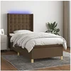 Image de Sommier à Lattes de Lit avec Matelas et LED, Lit Rembourré, Lit Simple, Lit Adulte de Chambre à Coucher Intérieur, Moderne, Marron Foncé 90x190cm