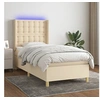 Image de Boxspring met matras en LED stof cràmekleurig 90x190 cm3139162