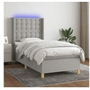 Image de Boxspring met matras en LED stof lichtgrijs 90x200 cm3139165
