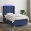 Image de Boxspring met matras en LED stof blauw 90x200 cm3139171