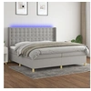 Image de Boxspring met matras en LED stof lichtgrijs 200x200 cm 3139221