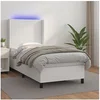 Image de Boxspring met matras en LED kunstleer wit 90x190 cm3139236