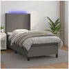 Image de Boxspring met matras en LED kunstleer grijs 90x190 cm3139239