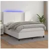Image de Boxspring met matras en LED kunstleer wit 140x200 cm3139266