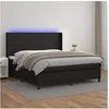 Image de Boxspring met matras en LED kunstleer zwart 160x200 cm3139271
