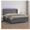 Image de Boxspring met matras en LED kunstleer grijs 160x200 cm3139275