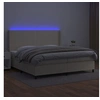 Image de Sommier à lattes de lit matelas LED Crème 200x200 cm Similicuir