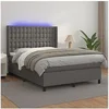 Image de Boxspring met matras en LED kunstleer grijs 140x190 cm3139383