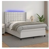 Image de Boxspring met matras en LED kunstleer wit 140x200 cm3139386
